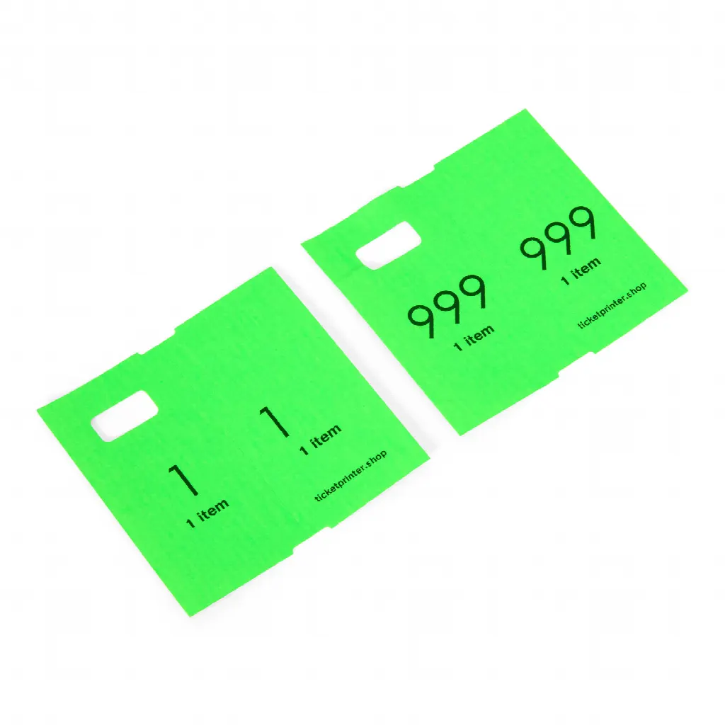 1000 pre-printed cloakroom tickets, neon green