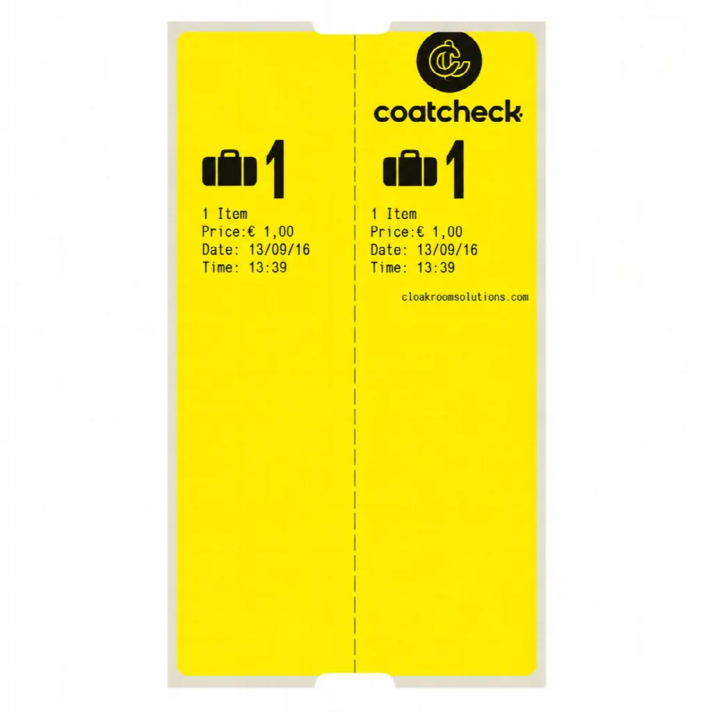 CoatCheck-bagagebrickor, 14×160 biljetter, gula
