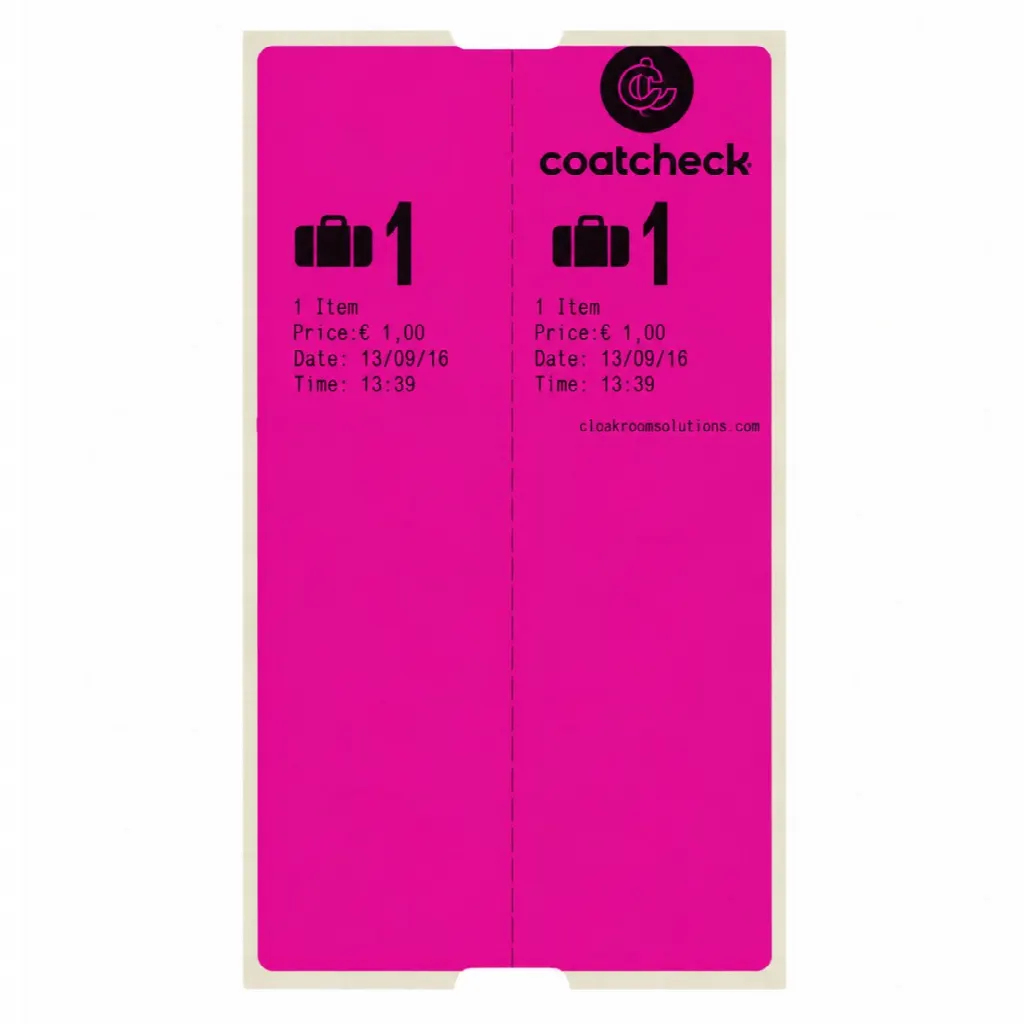 CoatCheck-bagagebrickor, 14×160 biljetter, rosa