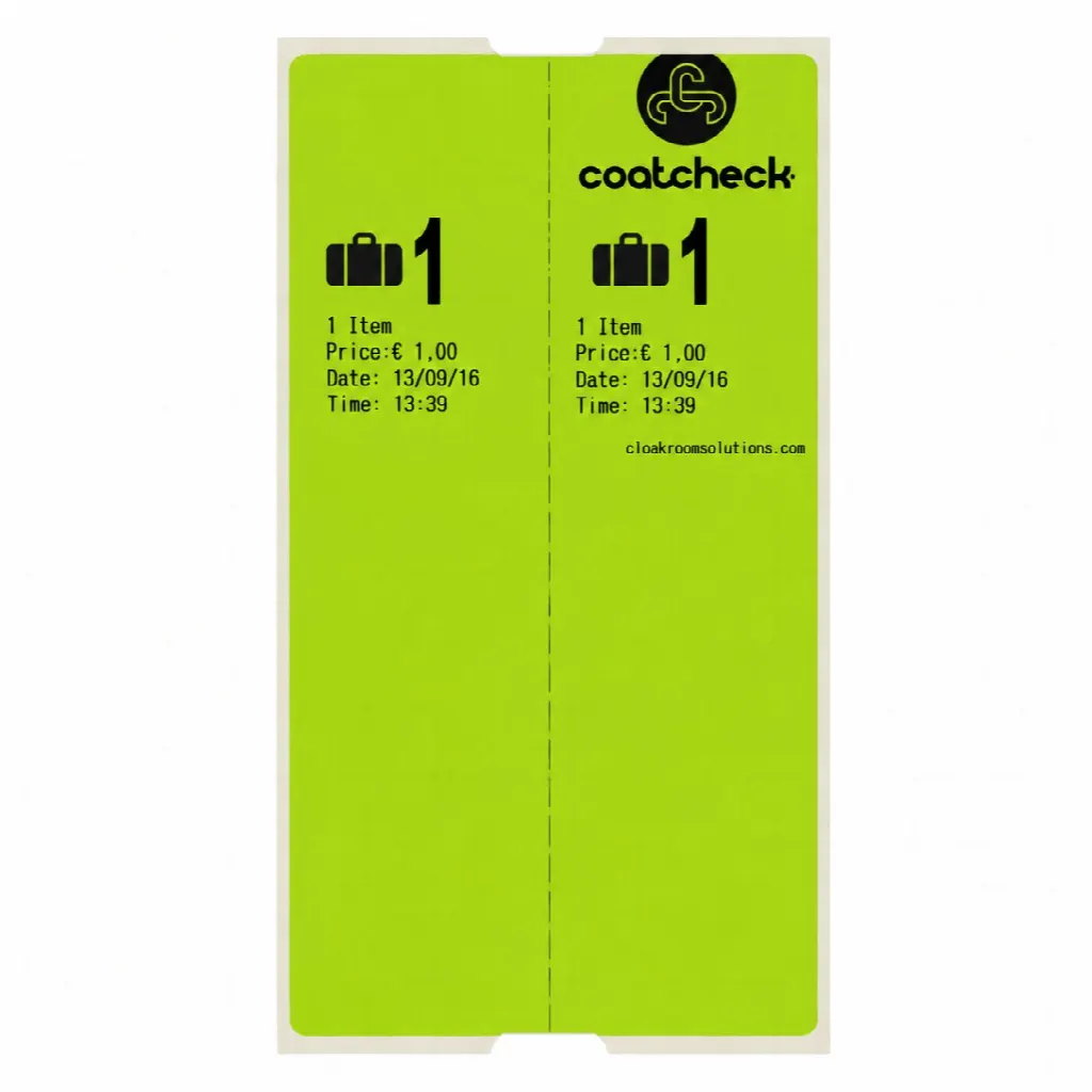 CoatCheck-bagagebrickor, 14×160 biljetter, gröna