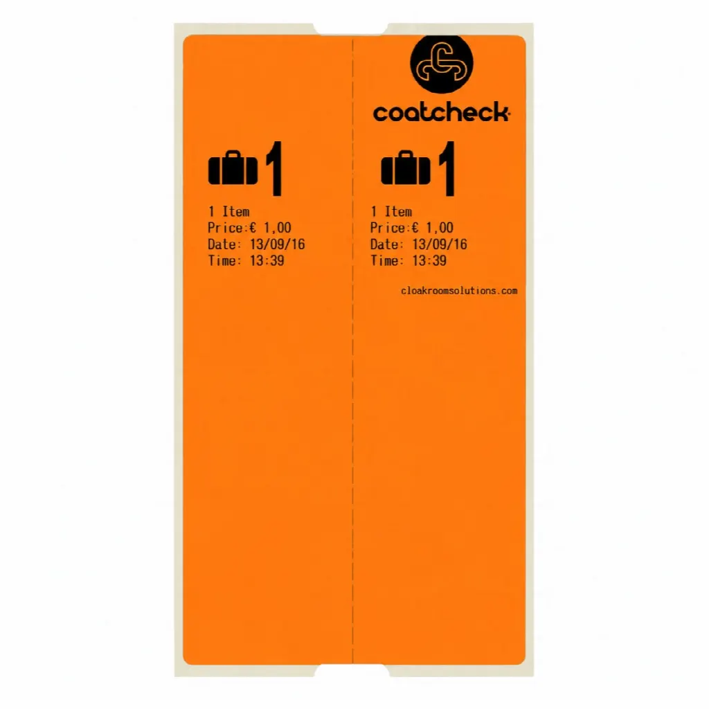 CoatCheck-bagagebrickor, 14×160 biljetter, orange