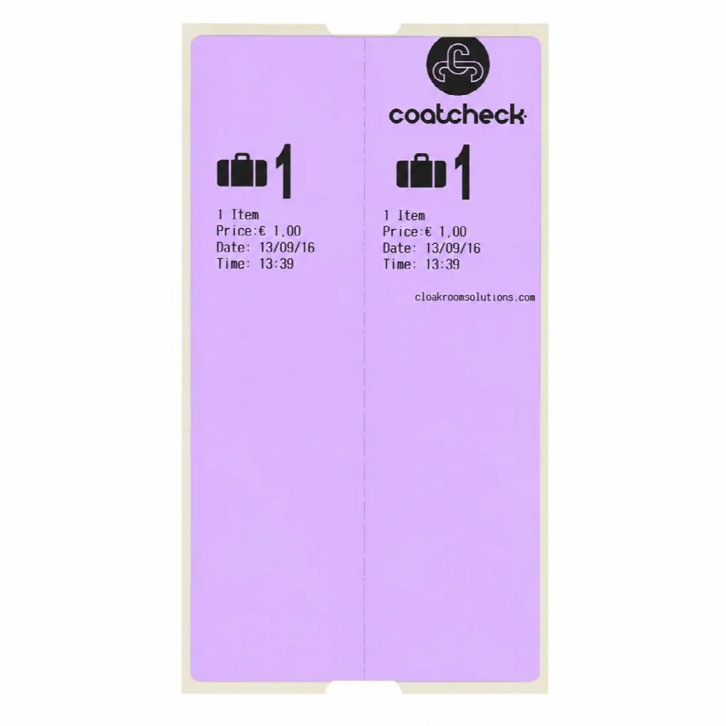 CoatCheck-bagagebrickor, 14×160 biljetter, lila
