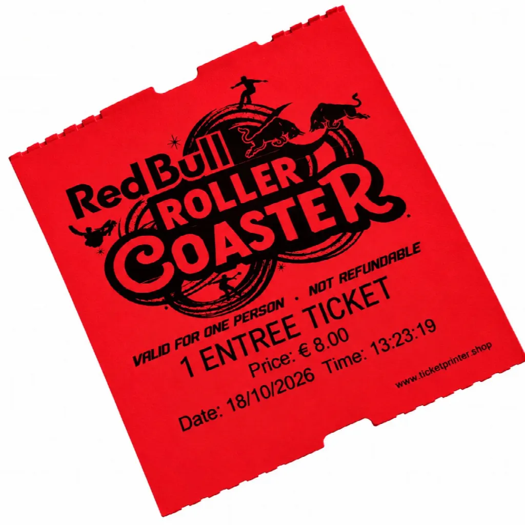 Coatcheck roll, ‘economy’ entrance tickets without control strip, 14 x 550 tickets, red