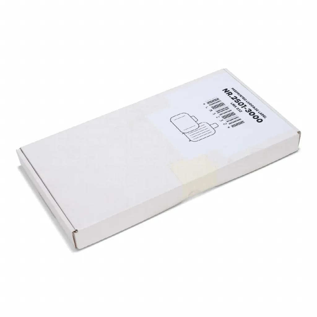 500 self-adhesive pre-printed luggage labels, series 2501-3000