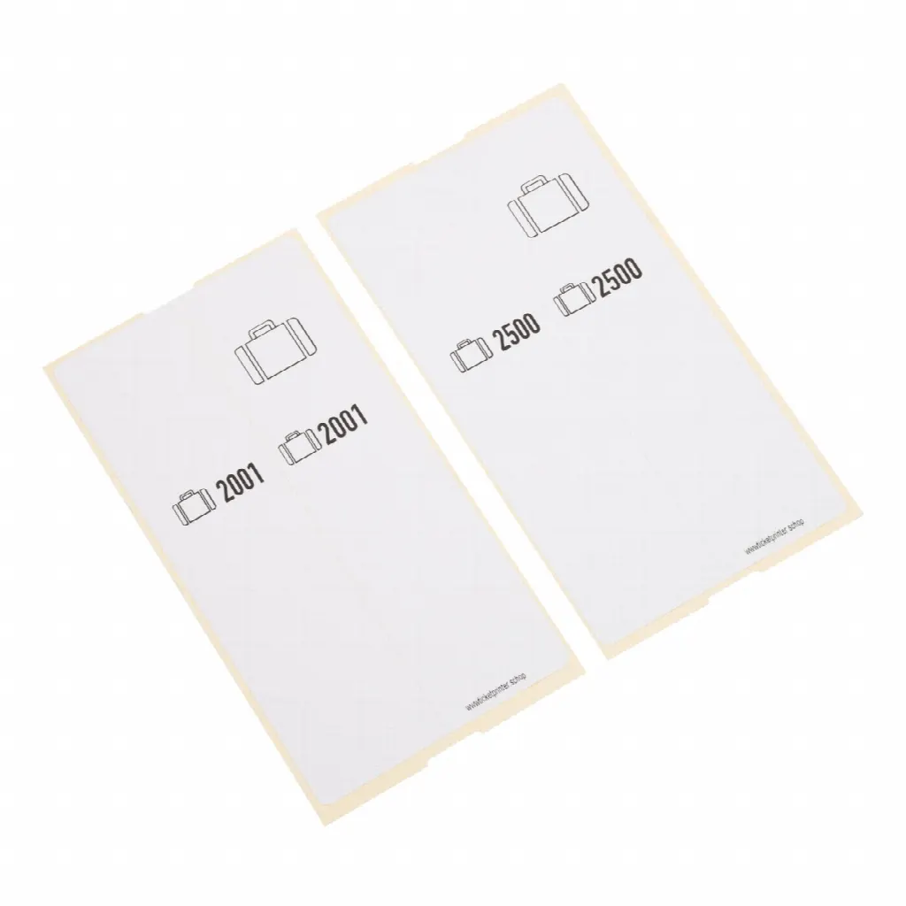 500 self-adhesive luggage tags, pre-printed, series 2001-2500