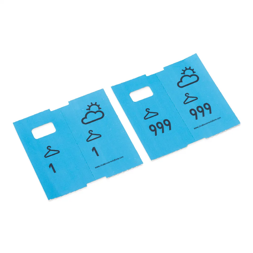 1000 pre-printed cloakroom tickets, blue
